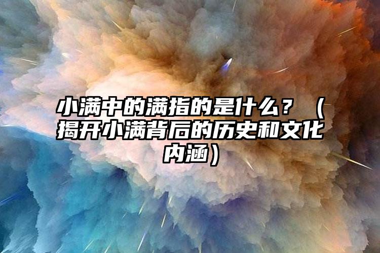 小满中的满指的是什么？（揭开小满背后的历史和文化内涵）