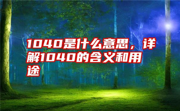 1040是什么意思，详解1040的含义和用途