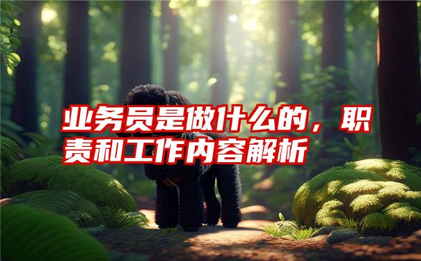 业务员是做什么的，职责和工作内容解析