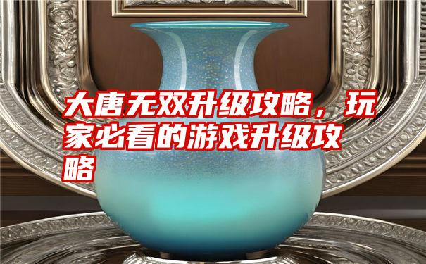 大唐无双升级攻略，玩家必看的游戏升级攻略