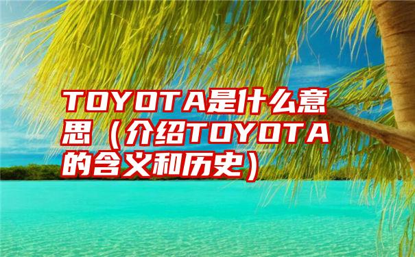 TOYOTA是什么意思（介绍TOYOTA的含义和历史）