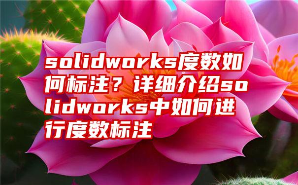 solidworks度数如何标注？详细介绍solidworks中如何进行度数标注