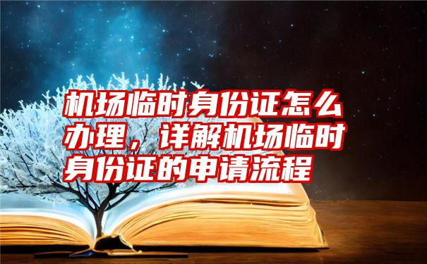 机场临时身份证怎么办理，详解机场临时身份证的申请流程