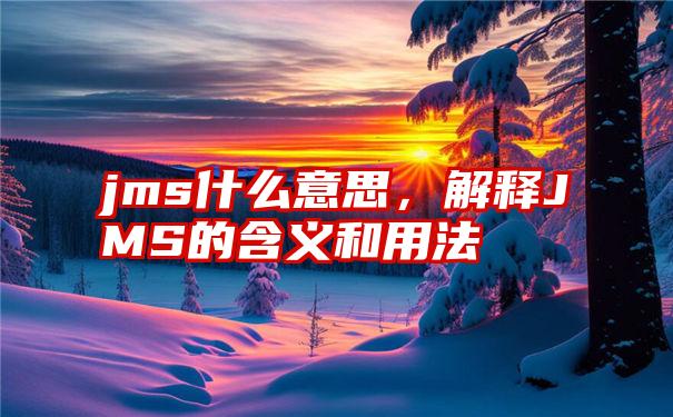 jms什么意思，解释JMS的含义和用法