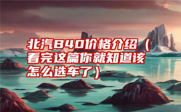 北汽B40价格介绍（看完这篇你就知道该怎么选车了）