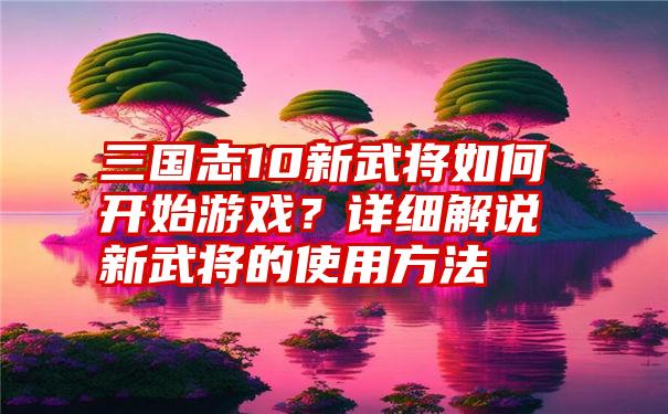 三国志10新武将如何开始游戏？详细解说新武将的使用方法