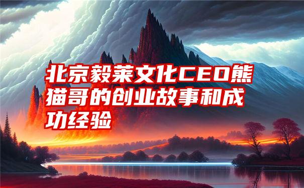 北京毅莱文化CEO熊猫哥的创业故事和成功经验