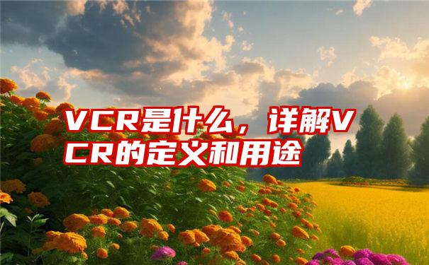 VCR是什么，详解VCR的定义和用途