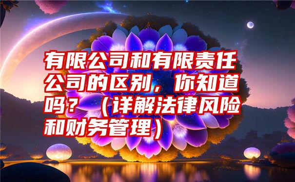 有限公司和有限责任公司的区别，你知道吗？（详解法律风险和财务管理）