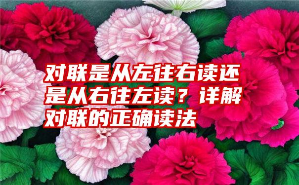 对联是从左往右读还是从右往左读？详解对联的正确读法