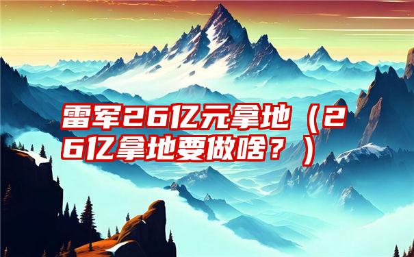 雷军26亿元拿地（26亿拿地要做啥？）