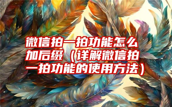 微信拍一拍功能怎么加后缀（详解微信拍一拍功能的使用方法）