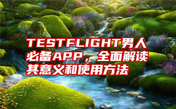 TESTFLIGHT男人必备APP，全面解读其意义和使用方法