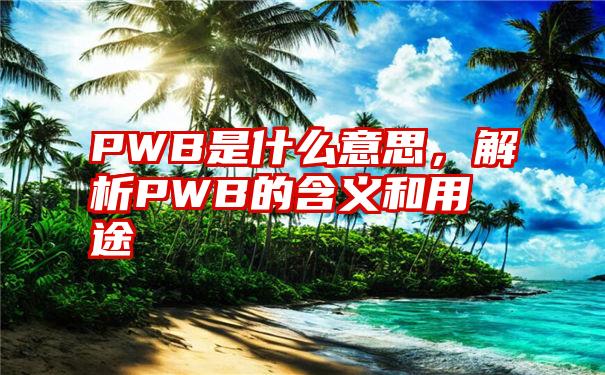 PWB是什么意思，解析PWB的含义和用途