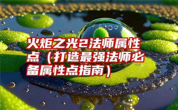 火炬之光2法师属性点（打造最强法师必备属性点指南）