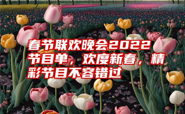 春节联欢晚会2022节目单，欢度新春，精彩节目不容错过