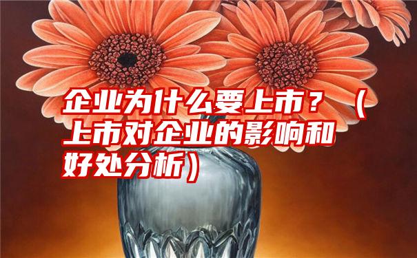 企业为什么要上市？（上市对企业的影响和好处分析）