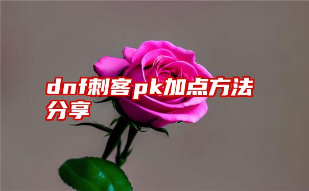 dnf刺客pk加点方法分享