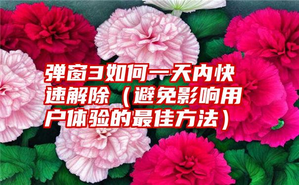 弹窗3如何一天内快速解除（避免影响用户体验的最佳方法）