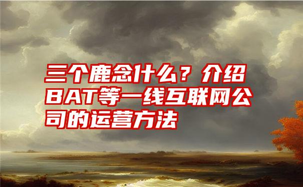 三个鹿念什么？介绍BAT等一线互联网公司的运营方法