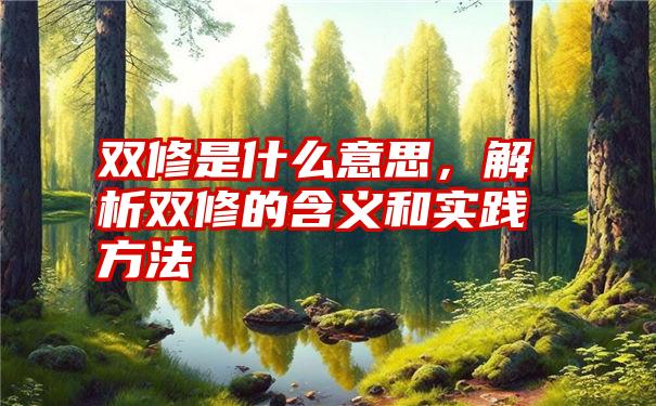 双修是什么意思，解析双修的含义和实践方法