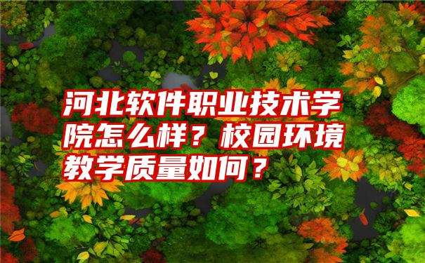 河北软件职业技术学院怎么样？校园环境教学质量如何？