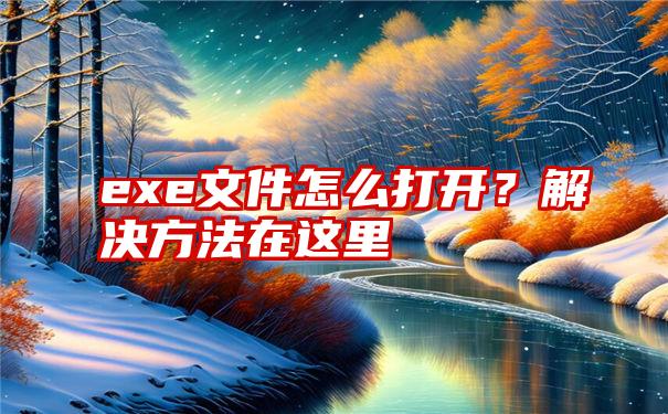 exe文件怎么打开？解决方法在这里