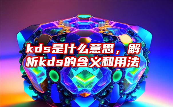 kds是什么意思，解析kds的含义和用法