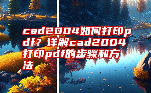 cad2004如何打印pdf？详解cad2004打印pdf的步骤和方法