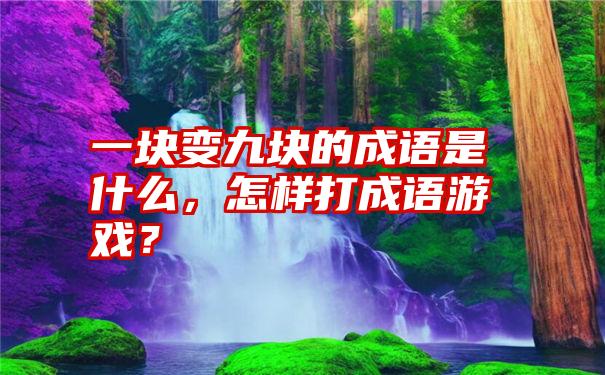 一块变九块的成语是什么，怎样打成语游戏？