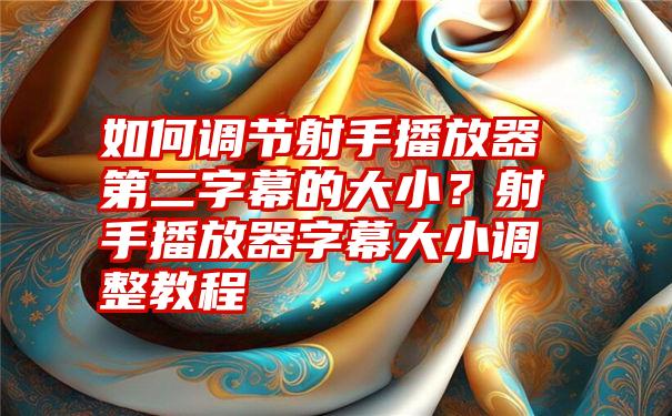 如何调节射手播放器第二字幕的大小？射手播放器字幕大小调整教程