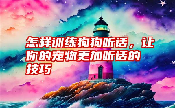 怎样训练狗狗听话，让你的宠物更加听话的技巧