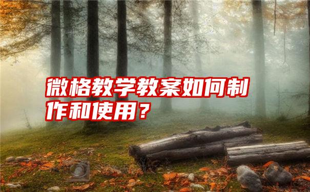 微格教学教案如何制作和使用？