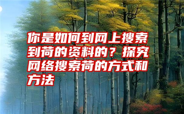 你是如何到网上搜索到荷的资料的？探究网络搜索荷的方式和方法