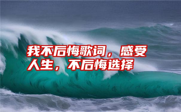 我不后悔歌词，感受人生，不后悔选择