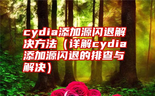 cydia添加源闪退解决方法（详解cydia添加源闪退的排查与解决）