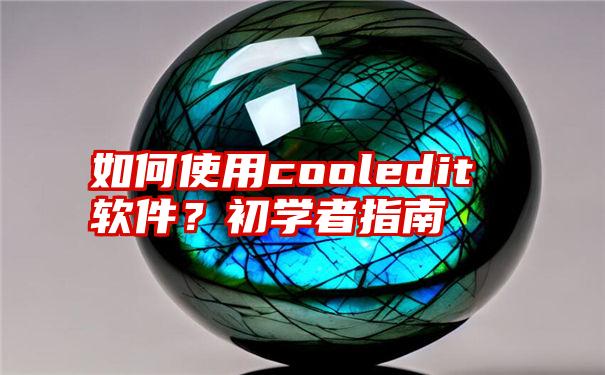 如何使用cooledit软件？初学者指南