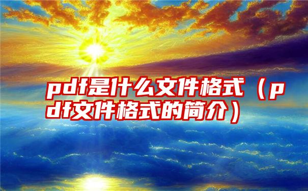 pdf是什么文件格式（pdf文件格式的简介）