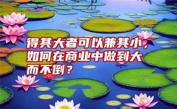 得其大者可以兼其小，如何在商业中做到大而不倒？