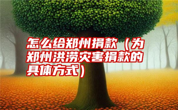 怎么给郑州捐款（为郑州洪涝灾害捐款的具体方式）