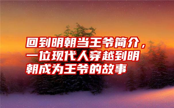 回到明朝当王爷简介，一位现代人穿越到明朝成为王爷的故事