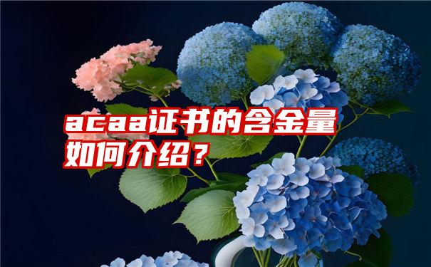 acaa证书的含金量如何介绍？