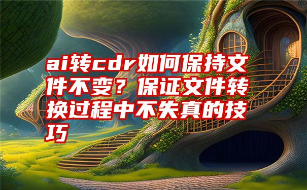 ai转cdr如何保持文件不变？保证文件转换过程中不失真的技巧