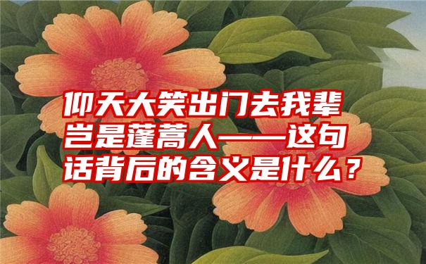 仰天大笑出门去我辈岂是蓬蒿人——这句话背后的含义是什么？