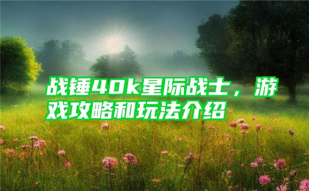 战锤40k星际战士，游戏攻略和玩法介绍