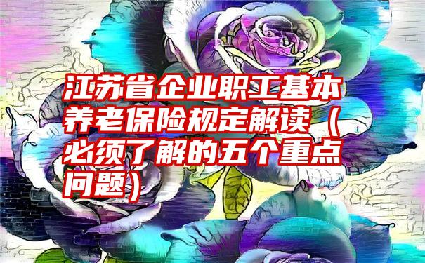 江苏省企业职工基本养老保险规定解读（必须了解的五个重点问题）