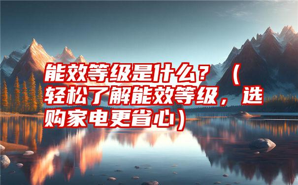 能效等级是什么？（轻松了解能效等级，选购家电更省心）