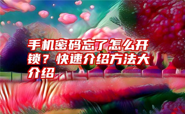 手机密码忘了怎么开锁？快速介绍方法大介绍