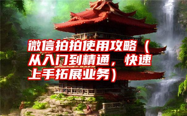 微信拍拍使用攻略（从入门到精通，快速上手拓展业务）