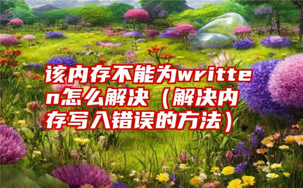 该内存不能为written怎么解决（解决内存写入错误的方法）